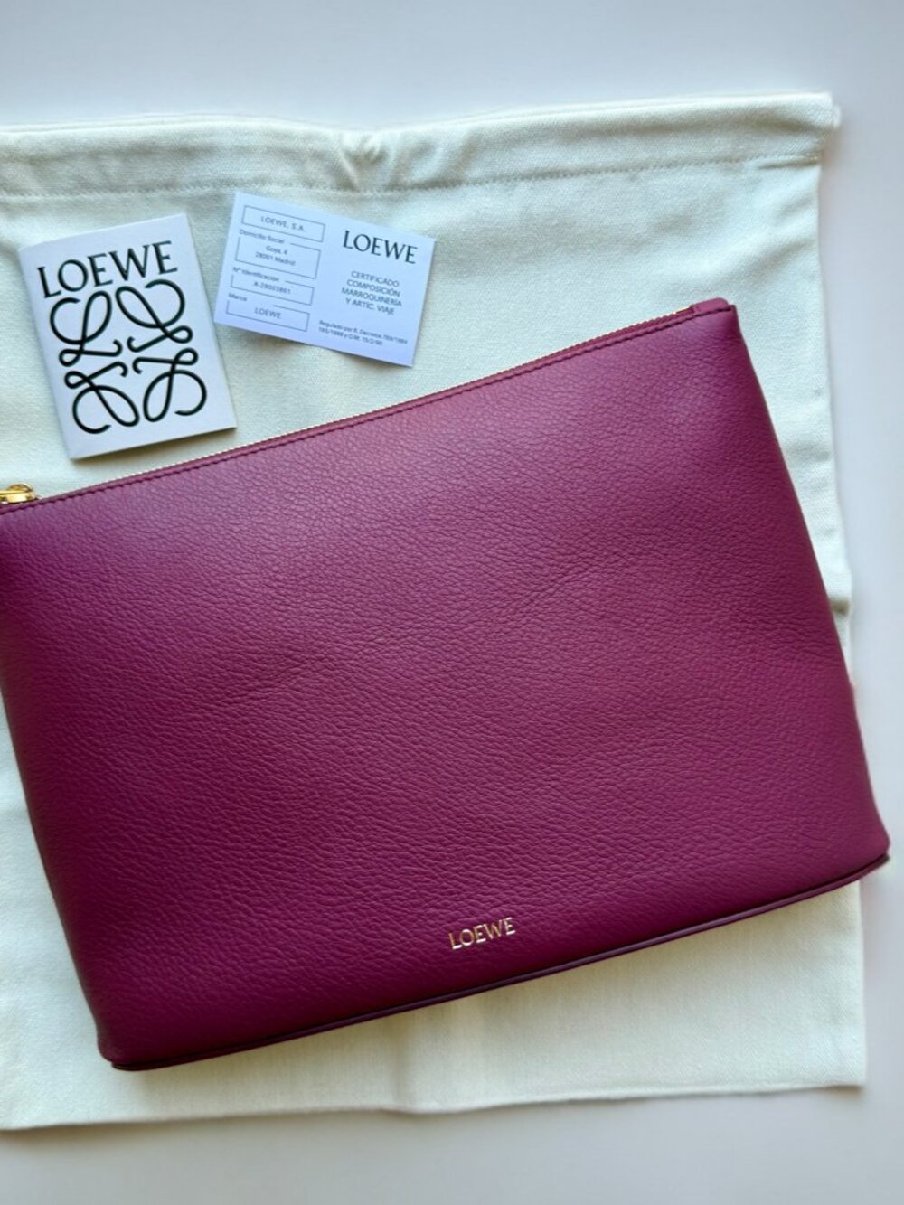 Loewe Purple Leather Oblong Pouch